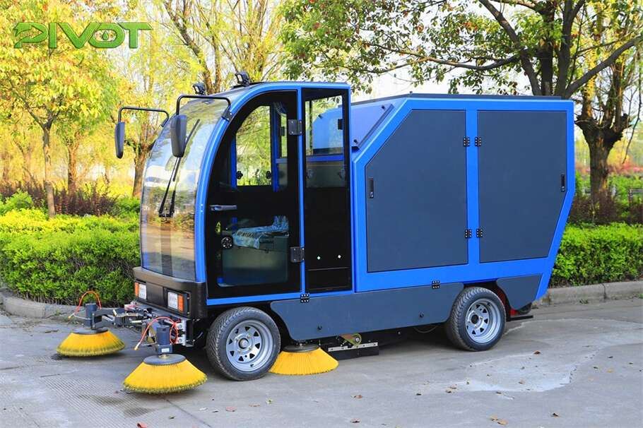 Blue side view G2400 Ride-On Sweeping Machine Pivot Cleaning Machine