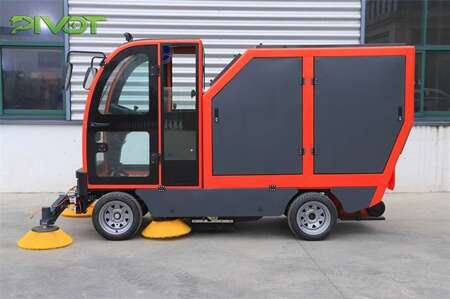 Orange Side view G2400 Ride-On Sweeping Machine Pivot Cleaning Machine_