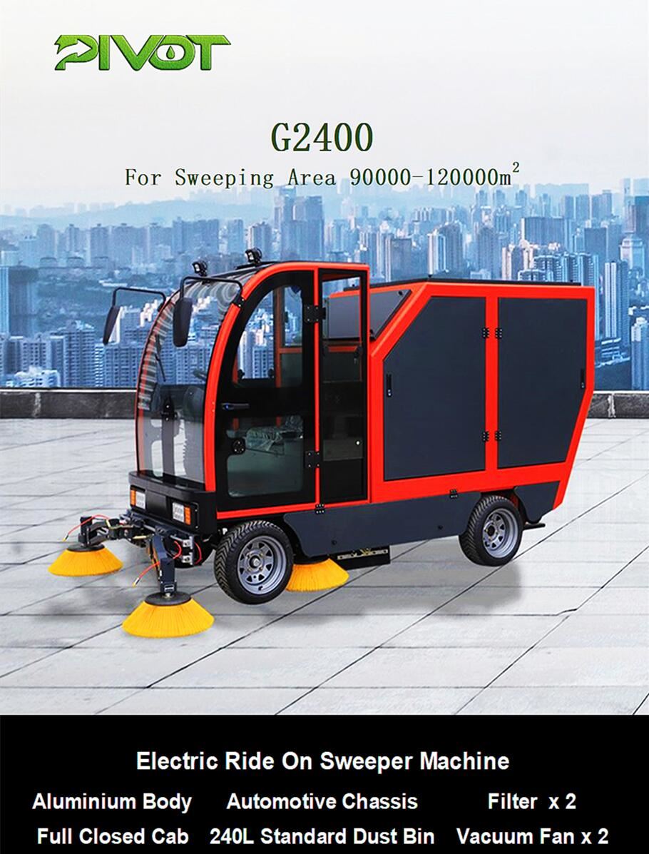 ride-on sweeper machine pivot cleaning machinery